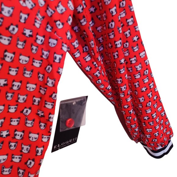 NWT Eloquii Red Cat Button Up - Picture 5 of 5